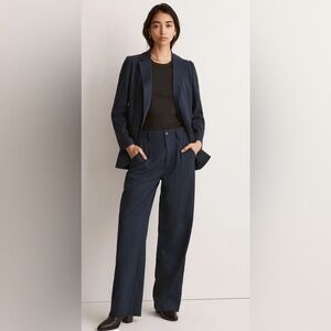 Madewell Neale Straight-Leg Pant in Drapeweave, navy, 6 petite, EUC